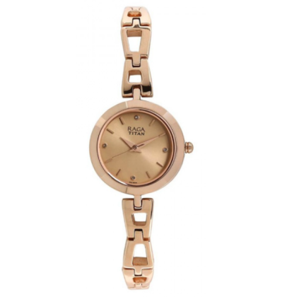 Titan Raga 2540WM06 Beige Dial Metal Strap Quartz Women's Watch 